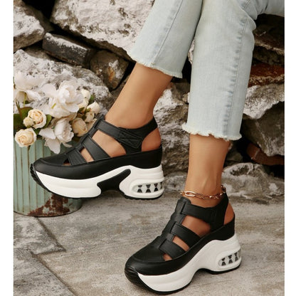 🌸💐Damen-Sandalen für den Sommer mit geschlossenem Zehenbereich, Klettverschluss und dicker Sohle