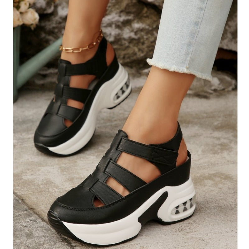 🌸💐Damen-Sandalen für den Sommer mit geschlossenem Zehenbereich, Klettverschluss und dicker Sohle