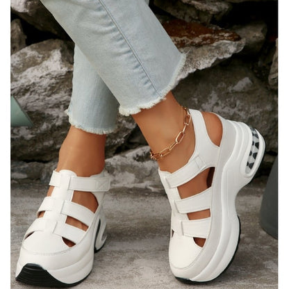 🌸💐Damen-Sandalen für den Sommer mit geschlossenem Zehenbereich, Klettverschluss und dicker Sohle