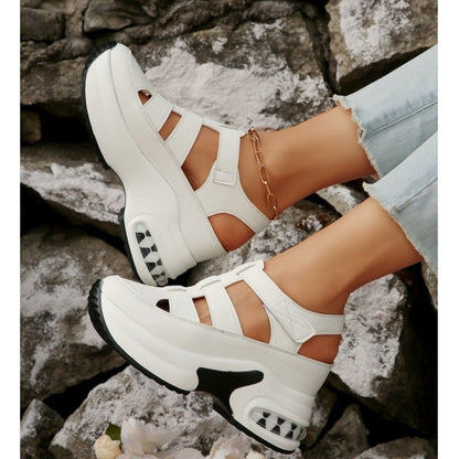 🌸💐Damen-Sandalen für den Sommer mit geschlossenem Zehenbereich, Klettverschluss und dicker Sohle