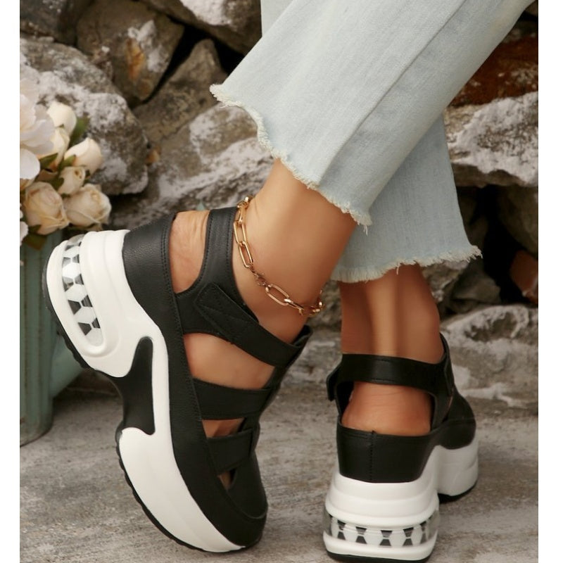 🌸💐Damen-Sandalen für den Sommer mit geschlossenem Zehenbereich, Klettverschluss und dicker Sohle