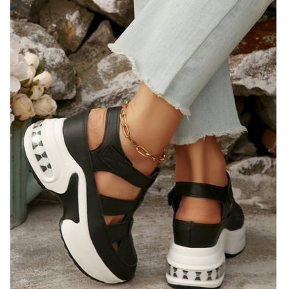 🌸💐Damen-Sandalen für den Sommer mit geschlossenem Zehenbereich, Klettverschluss und dicker Sohle