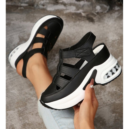 🌸💐Damen-Sandalen für den Sommer mit geschlossenem Zehenbereich, Klettverschluss und dicker Sohle