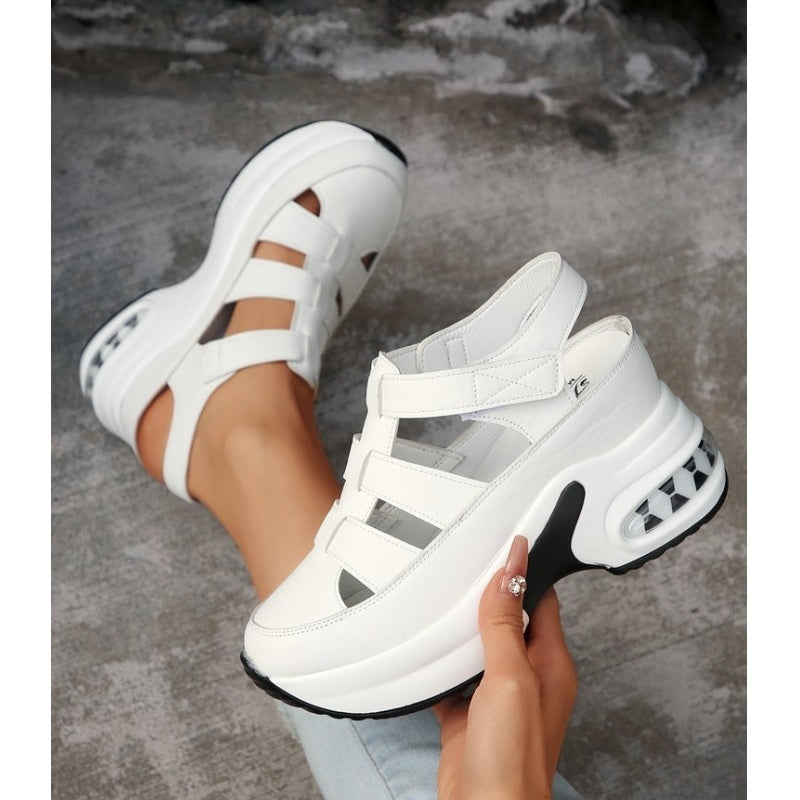 🌸💐Damen-Sandalen für den Sommer mit geschlossenem Zehenbereich, Klettverschluss und dicker Sohle