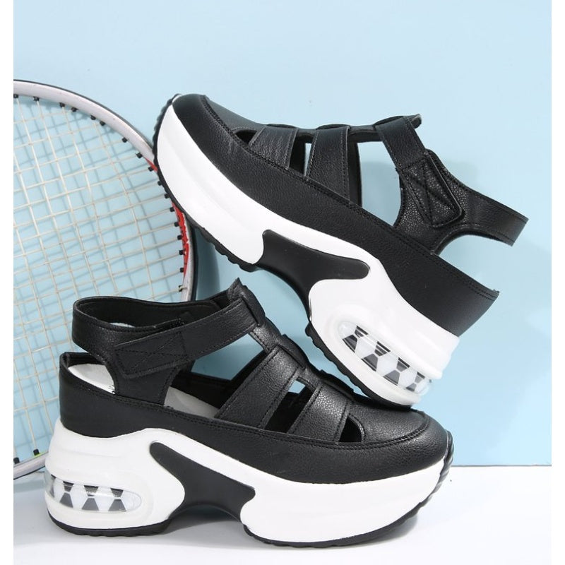 🌸💐Damen-Sandalen für den Sommer mit geschlossenem Zehenbereich, Klettverschluss und dicker Sohle