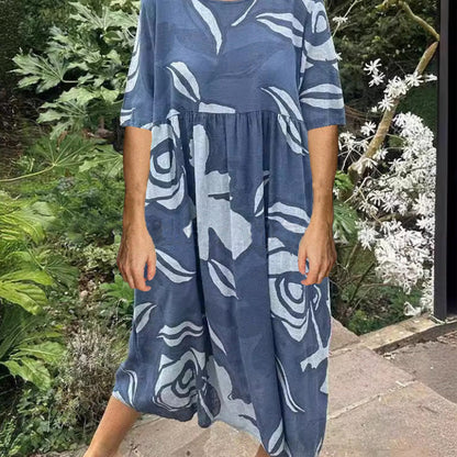 💃🏻Women's Casual Floral Print Round Neck Dress