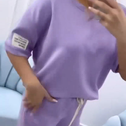 ⏳Zeitlich begrenztes Angebot⏰ Damen Casual Top & Hose in Uni-Farben