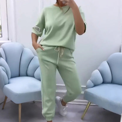 ⏳Zeitlich begrenztes Angebot⏰ Damen Casual Top & Hose in Uni-Farben