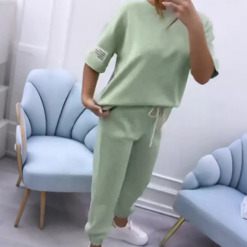 ⏳Zeitlich begrenztes Angebot⏰ Damen Casual Top & Hose in Uni-Farben