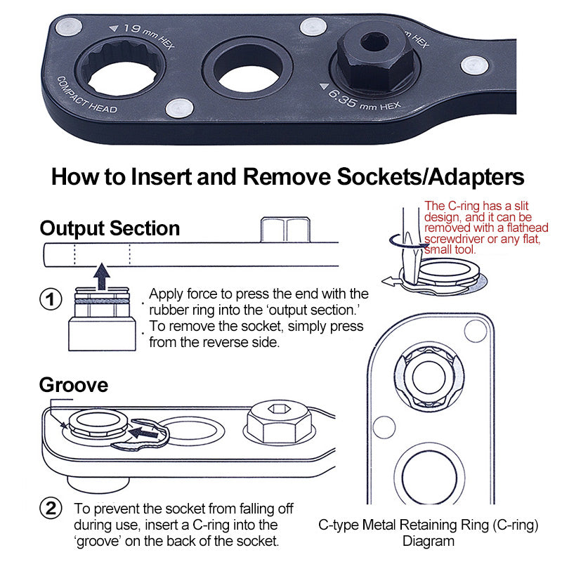 19 mm Abweichungsadapter mit 17/21 mm Sockets