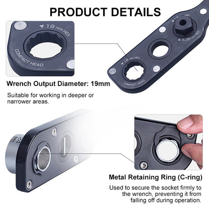 19 mm Abweichungsadapter mit 17/21 mm Sockets