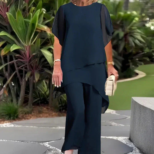 👚 50% RABATT! ✨ Charmantes Set aus Asymmetrischem Oberteil &amp; Weite-Hose – Bequem, Elegant &amp; Perfekt für den Frühling 🌸