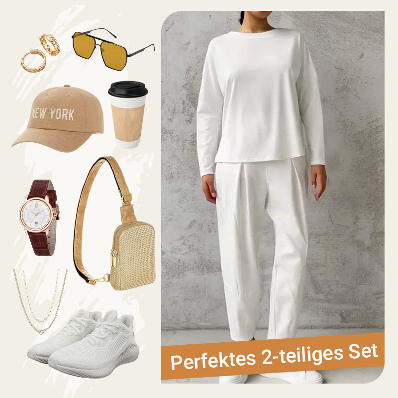 🔥2-teiliges Set mit langärmeligem Oberteil mit Rundhalsausschnitt ＆ Hose