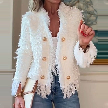 Women’s Fashion Button Tassel Short Coat