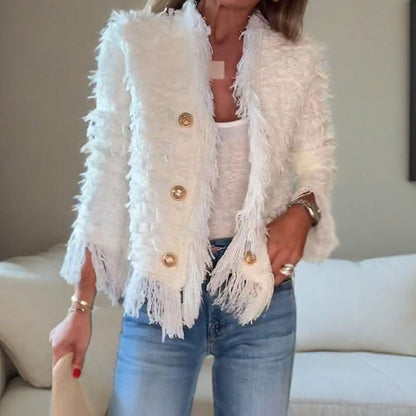 Women’s Fashion Button Tassel Short Coat