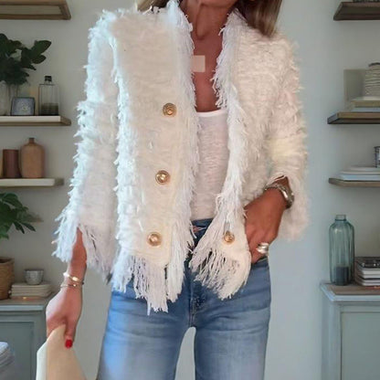 Women’s Fashion Button Tassel Short Coat
