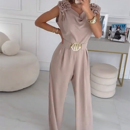 Ärmelloser Jumpsuit für Frauen mit Blumenverzierung