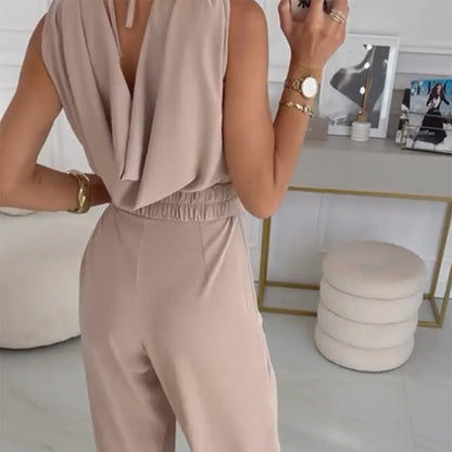 Ärmelloser Jumpsuit für Frauen mit Blumenverzierung