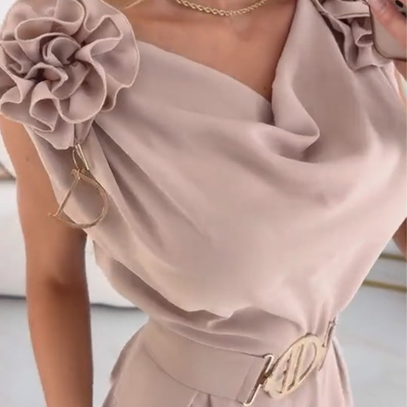 Ärmelloser Jumpsuit für Frauen mit Blumenverzierung