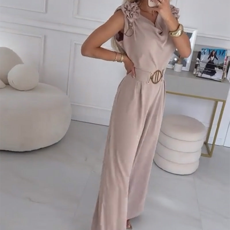 Ärmelloser Jumpsuit für Frauen mit Blumenverzierung