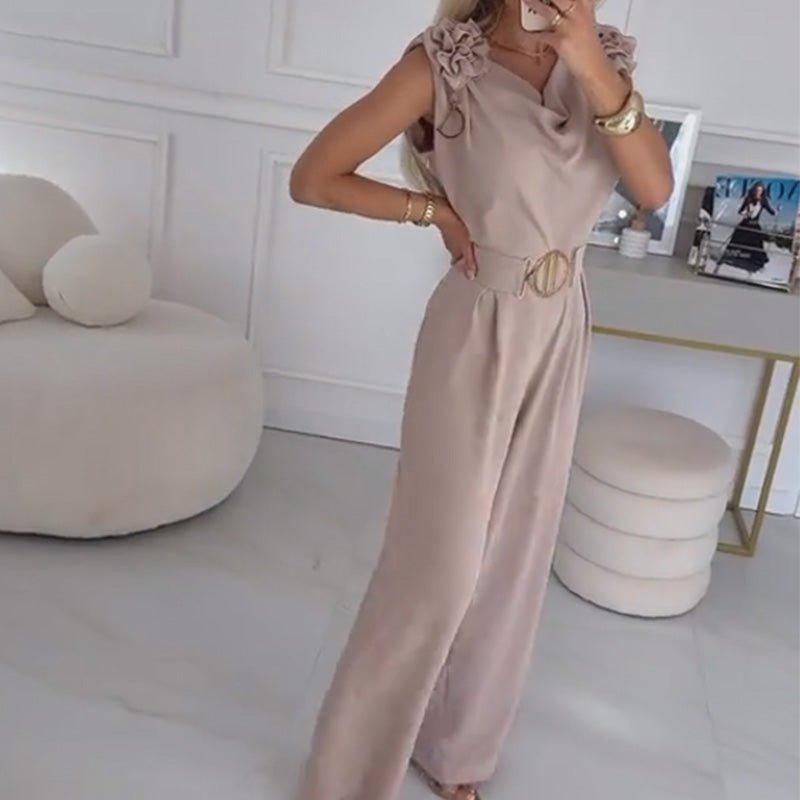Ärmelloser Jumpsuit für Frauen mit Blumenverzierung