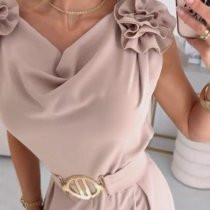 Ärmelloser Jumpsuit für Frauen mit Blumenverzierung