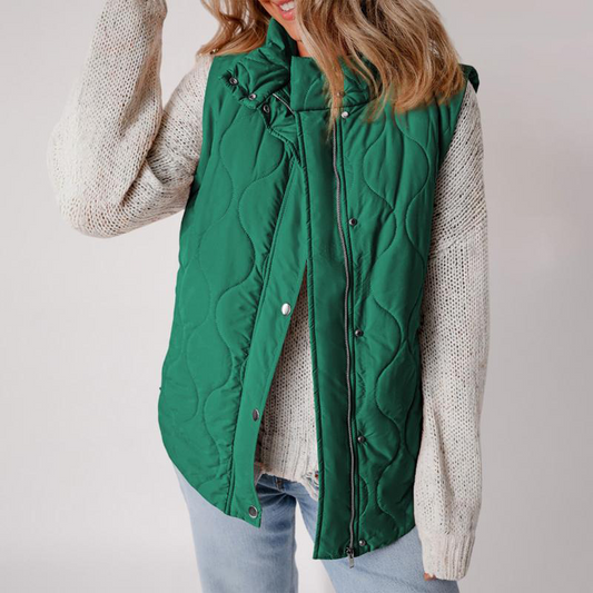 2025 Herbst Winter Neue Mode Freizeit Einfarbige Ärmellose Baumwollweste mit Reißverschluss und Knopf