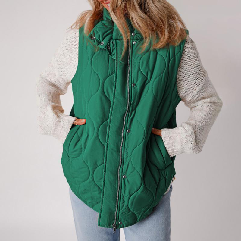 2025 Herbst Winter Neue Mode Freizeit Einfarbige Ärmellose Baumwollweste mit Reißverschluss und Knopf