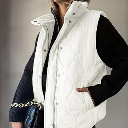 2025 Herbst Winter Neue Mode Freizeit Einfarbige Ärmellose Baumwollweste mit Reißverschluss und Knopf