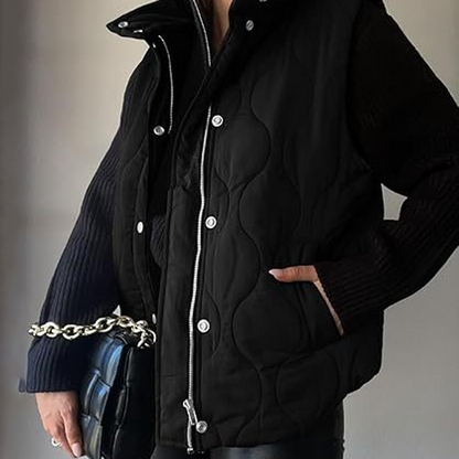 2025 Herbst Winter Neue Mode Freizeit Einfarbige Ärmellose Baumwollweste mit Reißverschluss und Knopf