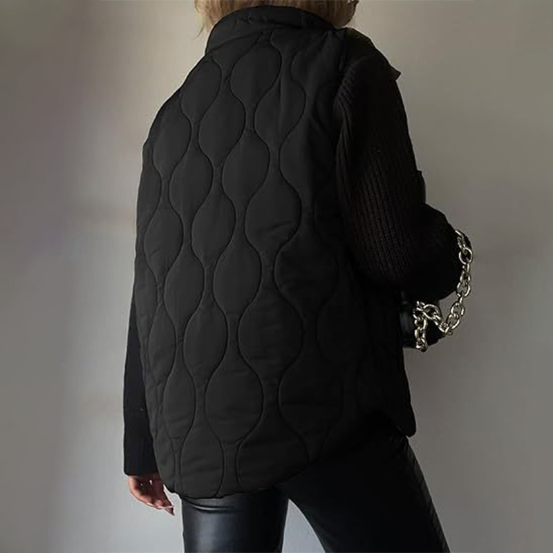 2025 Herbst Winter Neue Mode Freizeit Einfarbige Ärmellose Baumwollweste mit Reißverschluss und Knopf