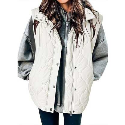 2025 Herbst Winter Neue Mode Freizeit Einfarbige Ärmellose Baumwollweste mit Reißverschluss und Knopf