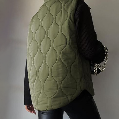 2025 Herbst Winter Neue Mode Freizeit Einfarbige Ärmellose Baumwollweste mit Reißverschluss und Knopf