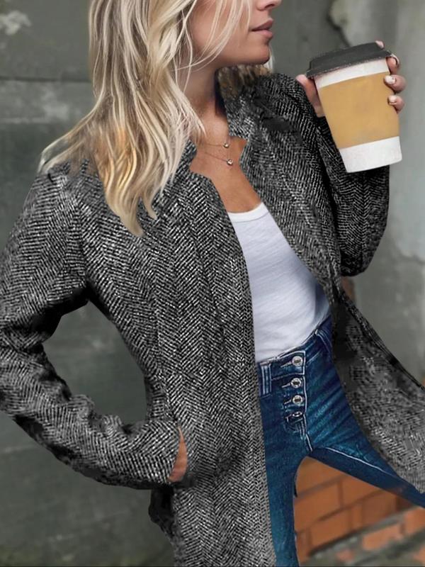 💕Einfarbiger Damenmantel mit langen Ärmeln und offener Vorderseite