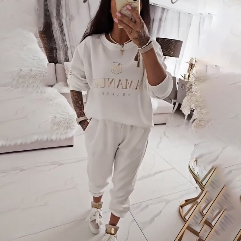 Langärmliges Oberteil und Hose für Damen