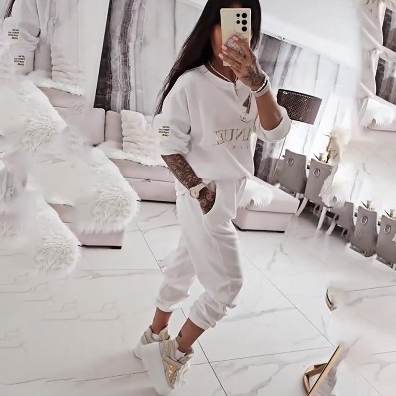 Langärmliges Oberteil und Hose für Damen