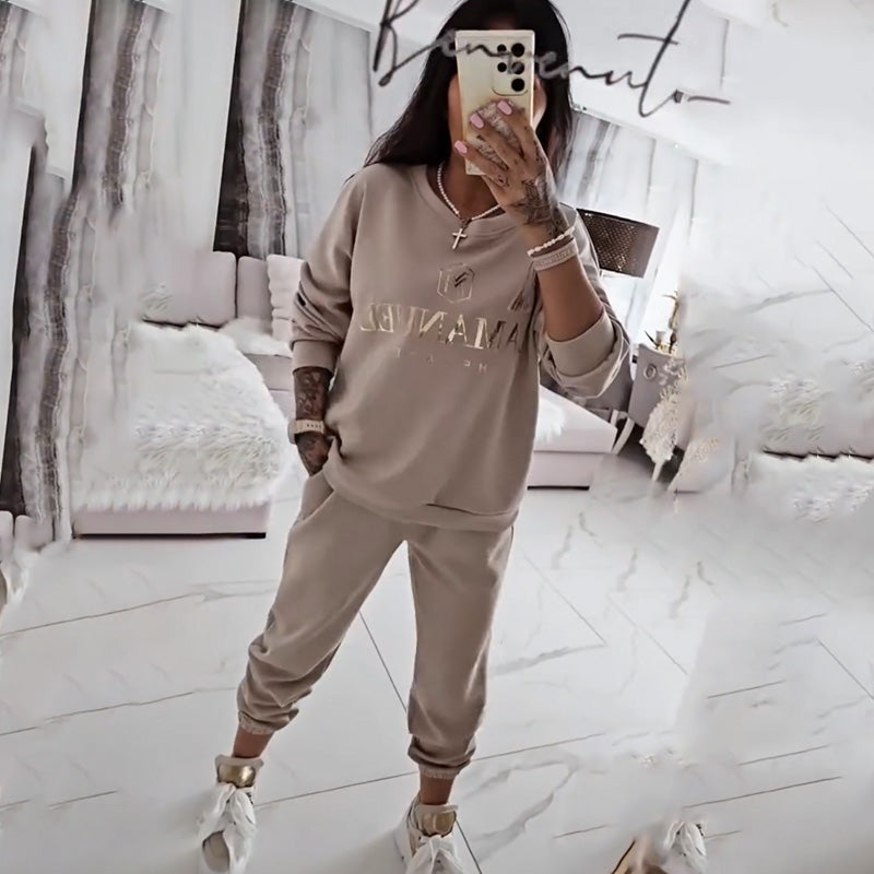 Langärmliges Oberteil und Hose für Damen