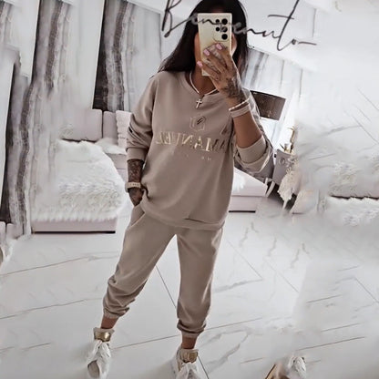 Langärmliges Oberteil und Hose für Damen