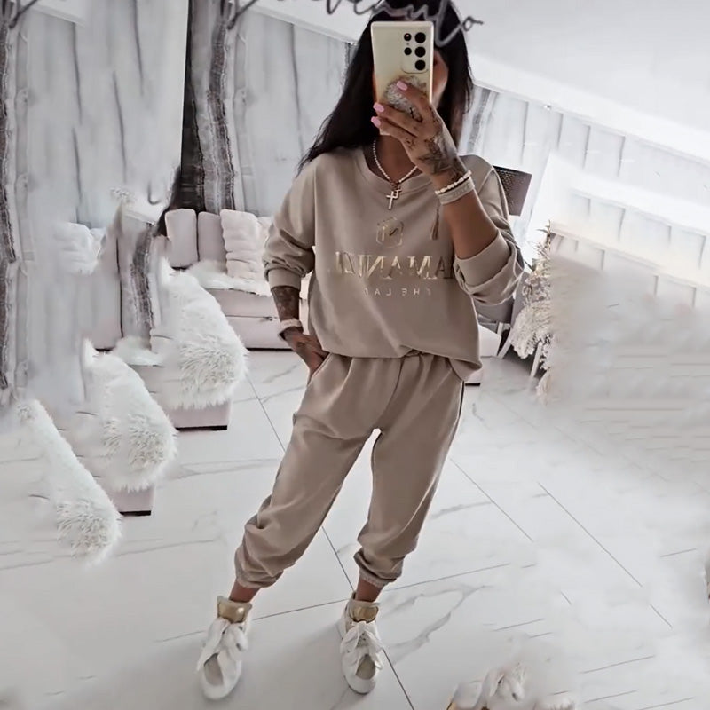 Langärmliges Oberteil und Hose für Damen