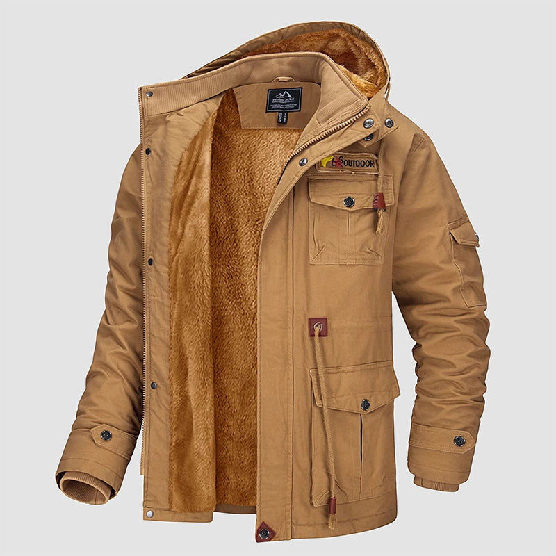 Herren-Winterjacke aus Baumwolle mit Kordelzug im Military-Stil – Komfort und Stil vereint