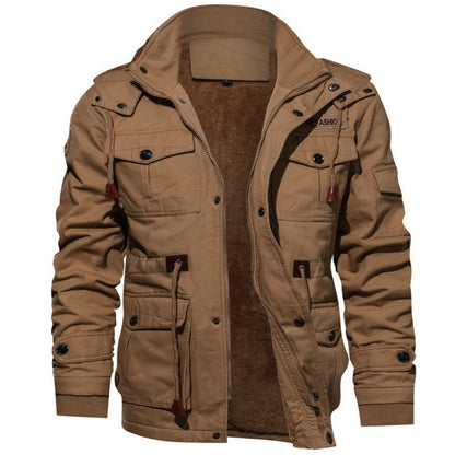 Herren-Winterjacke aus Baumwolle mit Kordelzug im Military-Stil – Komfort und Stil vereint