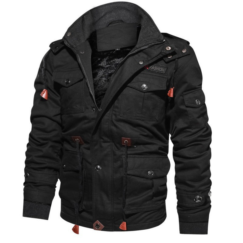 Herren-Winterjacke aus Baumwolle mit Kordelzug im Military-Stil – Komfort und Stil vereint