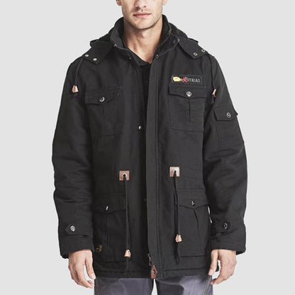 Herren-Winterjacke aus Baumwolle mit Kordelzug im Military-Stil – Komfort und Stil vereint