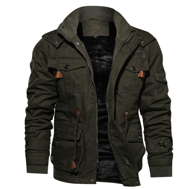Herren-Winterjacke aus Baumwolle mit Kordelzug im Military-Stil – Komfort und Stil vereint