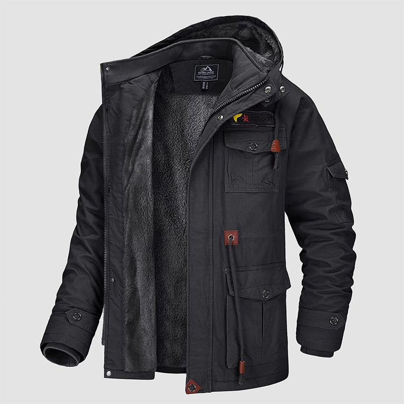 Herren-Winterjacke aus Baumwolle mit Kordelzug im Military-Stil – Komfort und Stil vereint