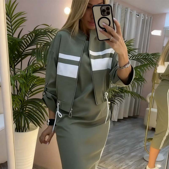 ❄️LETZTER TAG – 50 % RABATT 💖 Damen-Set aus Stehkragenjacke und Kleid