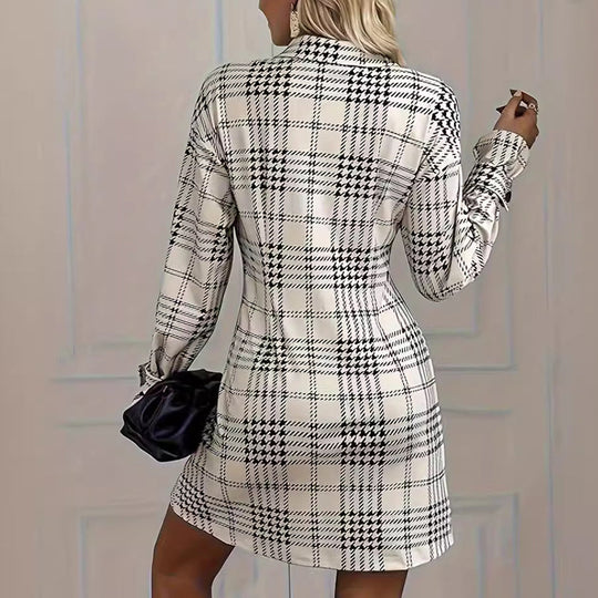 50 % Rabatt!🔥Anmutiges Karo-A-Linien-Hemdkleid für Damen