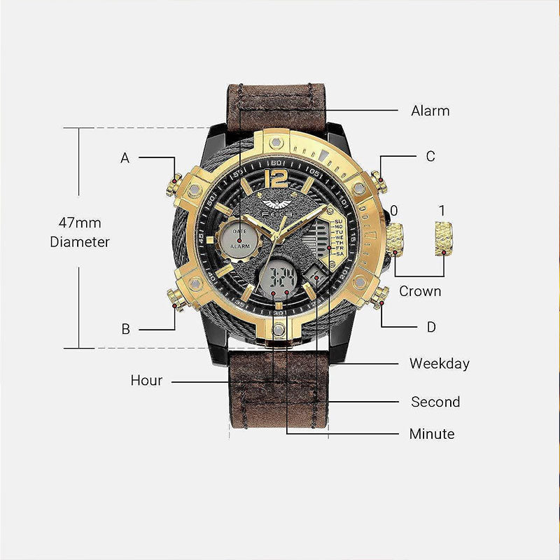 ⏰Black Friday Sale 49% OFF💥💥Multifunctional Dual Display 3ATM Waterproof Men's Quartz Sports Watch