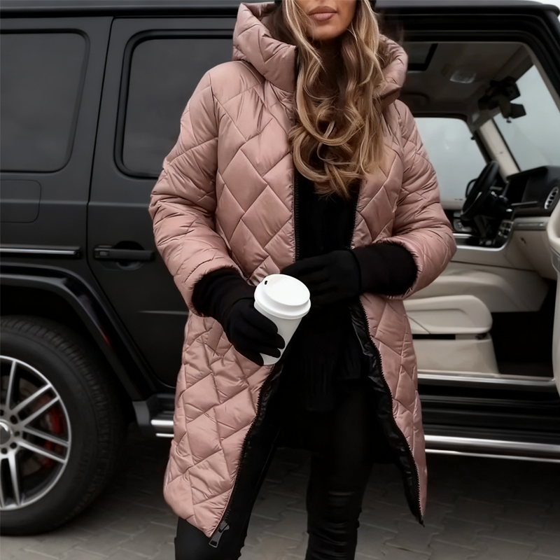 Frühzeitiger Weihnachtsverkauf 🎅Langer, gesteppter Daunenmantel mit Kapuze für Damen