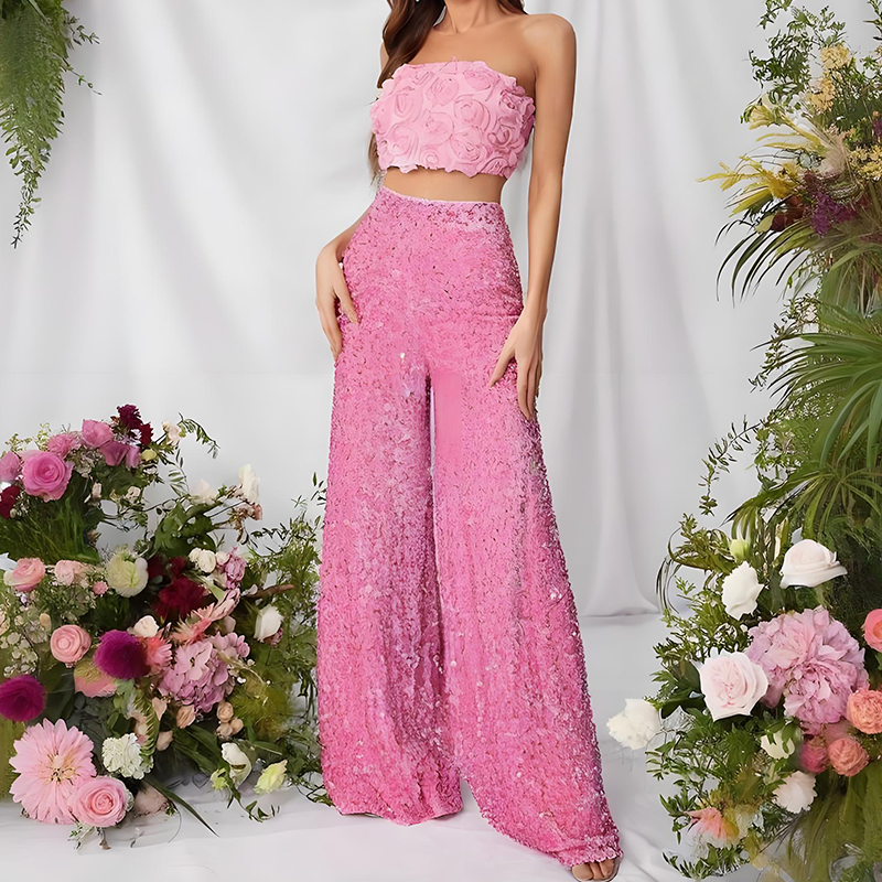 💖🔥Kostenloser Versand💃 Damen Mode Paillette Breitbeinhose